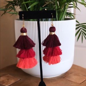 Three tier colorful tassel earrings